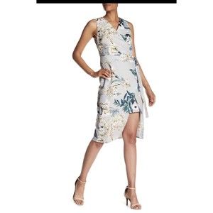 A.B.S Collection Womens Floral Leaves Print Tie Close Wrap Style Dress Size 8